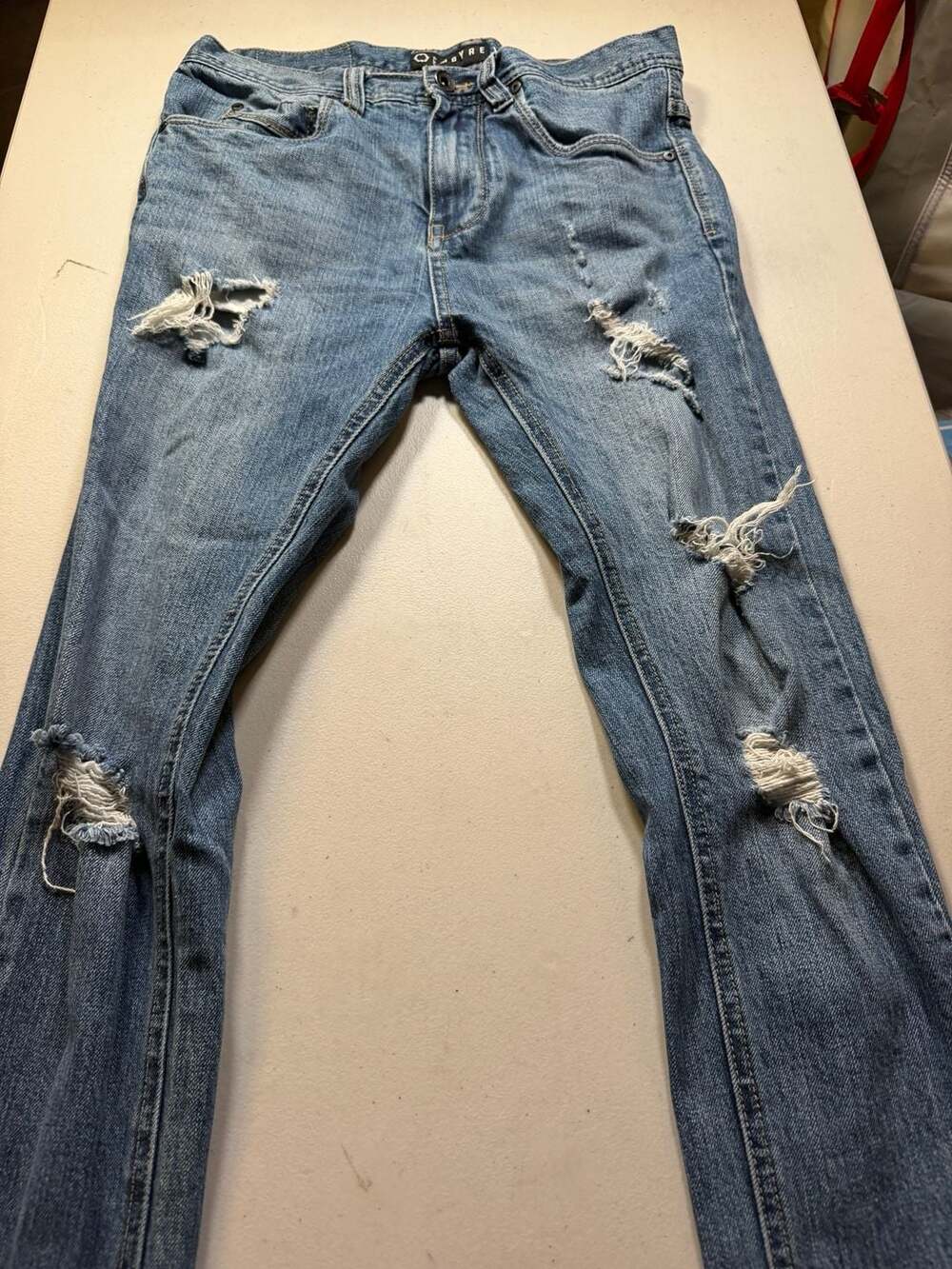 Empyre Distressed Skinny Jeans 28x25 Blue Denim